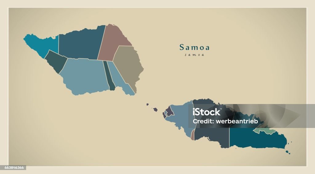 Samoa Include Map Modern Map Samoa With Districts Colored Ws Stock Illustration ...