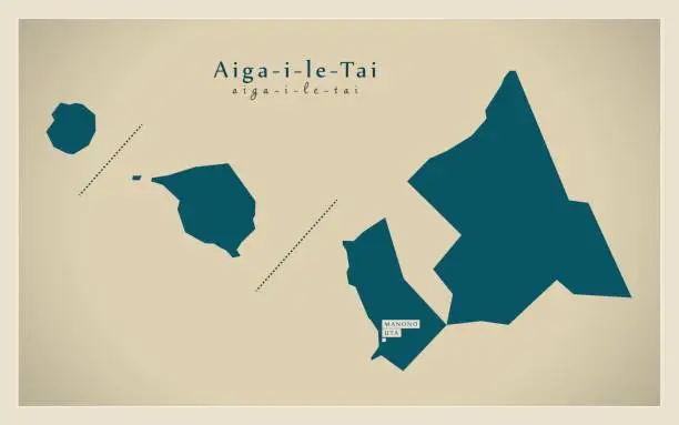 Vector illustration of Modern Map - Aiga-i-le-Tai WS