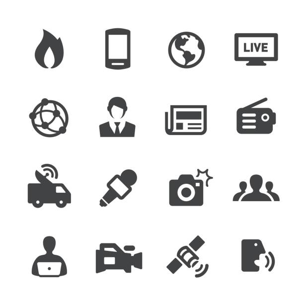 ilustraciones, imágenes clip art, dibujos animados e iconos de stock de noticias de acme serie iconos - - interface icons flash