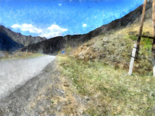 istock Background watercolor painting mountains landscape 663853356