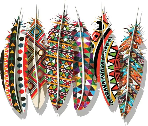 Vector illustration of American Indian feathers