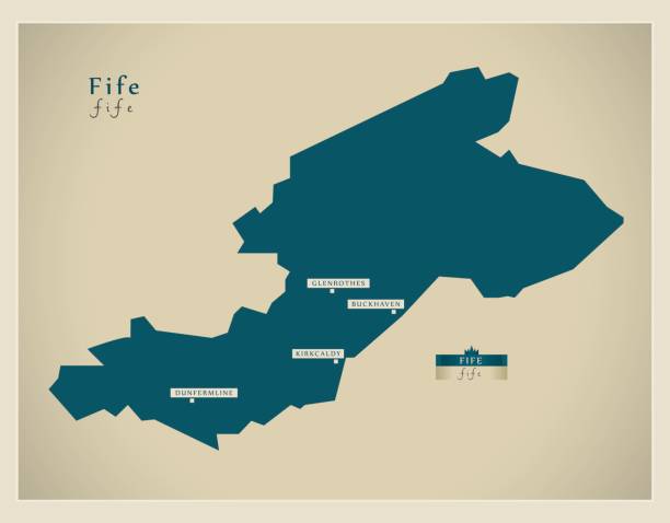 Modern Map - Fife UK Modern Map - Fife UK fife county stock illustrations