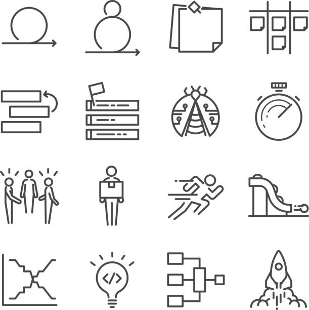 Agile Software Development icons set Agile Software Development icons set backlog stock illustrations