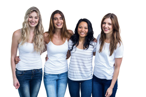 istock Multiethnic women standing together with arm around 663873562