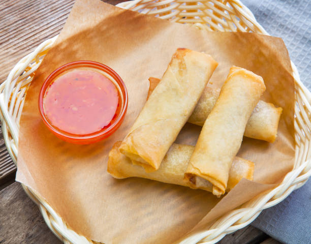 istock Stuffed pancakes with red sauce 663873876