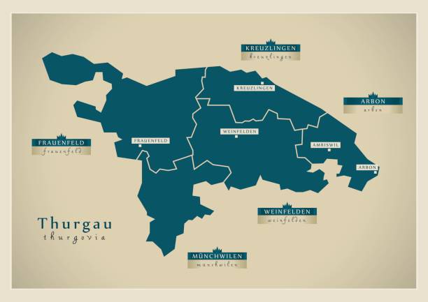 nowoczesna mapa - thurgau ch - thurgau stock illustrations