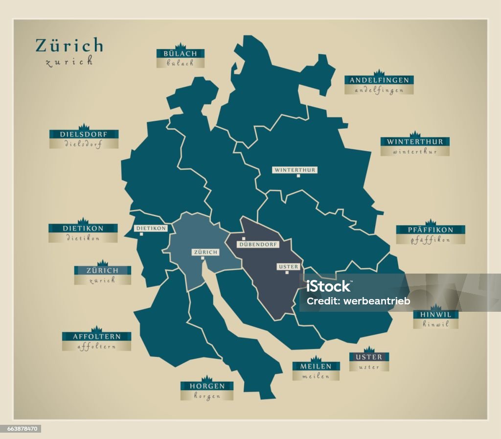 Modern Map - Zurich CH Zurich stock vector