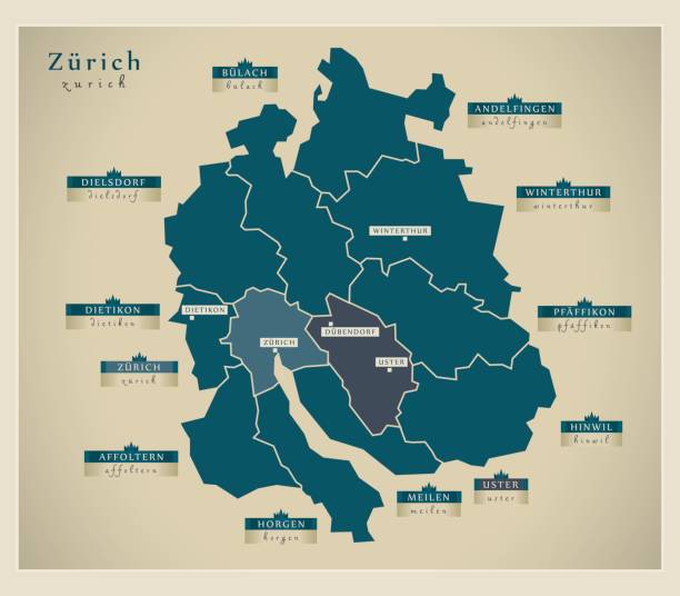 Modern Map - Zurich CH Modern Map - Zurich CH zurich map stock illustrations