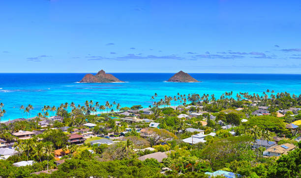 Landscape of Hawaii Lanikai Beach stock photo
