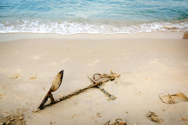 istock anchor in the beach 663883820