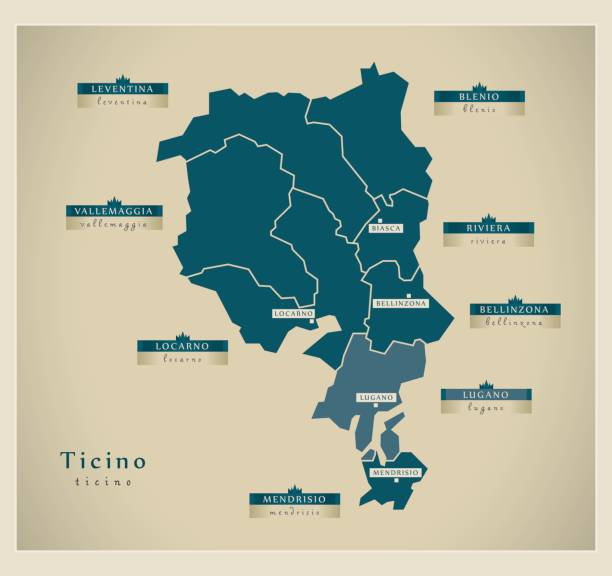 современная карта - тичино ch - ticino canton illustrations stock illustrations