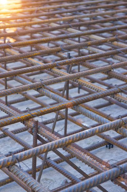 istock Armature is tied under the concrete foundation 663884276