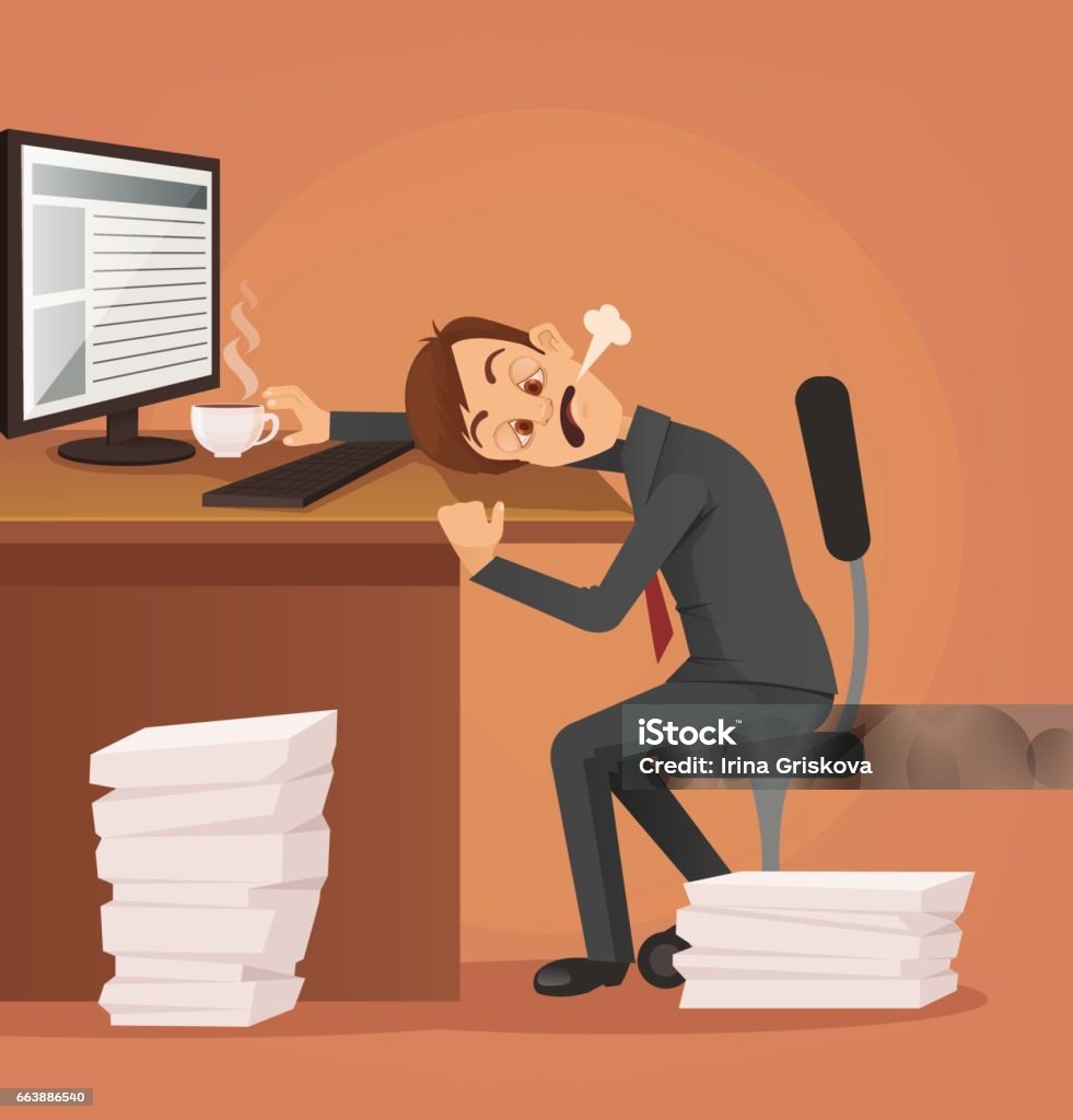 Làm Việc Chăm Chỉ Mệt Mỏi Nhân Vật Nhân Viên Văn Phòng Không Hạnh ...