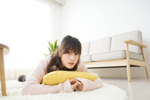 istock Young woman relaxing in the room 663890872