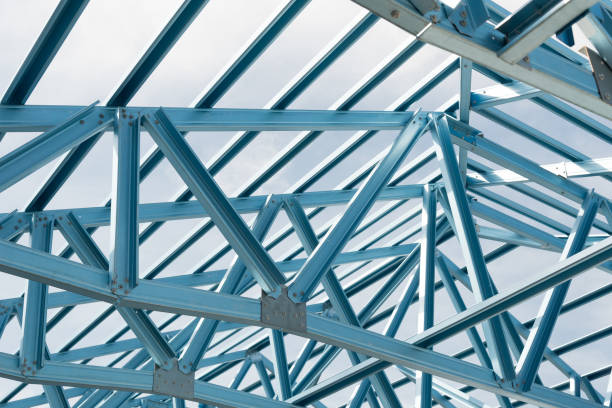 istock Structure of steel roof. 663901554