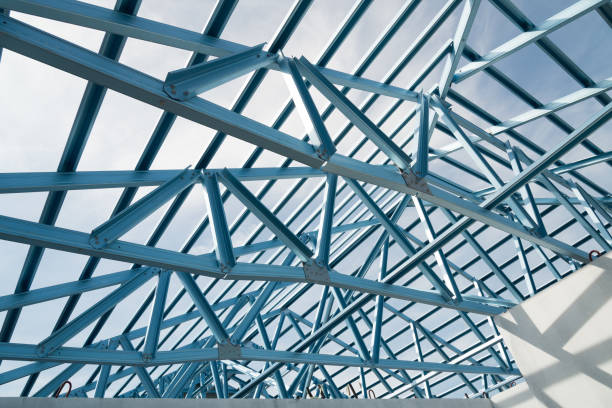 istock Structure of steel roof. 663902342