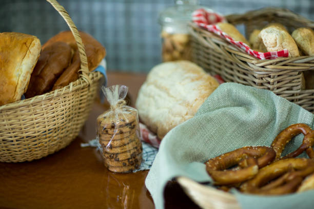 istock Various bread and cookies on counter 663902922