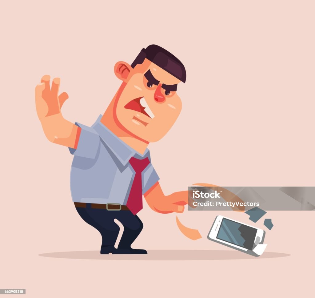 Nhân Vật Doanh Nhân Tức Giận Ném Điện Thoại Di Động Và Đập Vỡ Nó ...