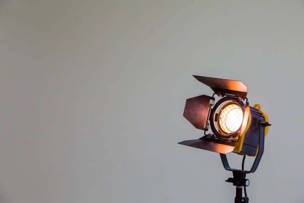 istock Spotlight with halogen bulb. Lighting equipment for Studio photography or videography 663909998