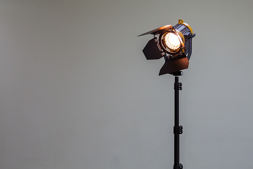 Spotlight with halogen bulb. Lighting equipment for Studio photography or videography