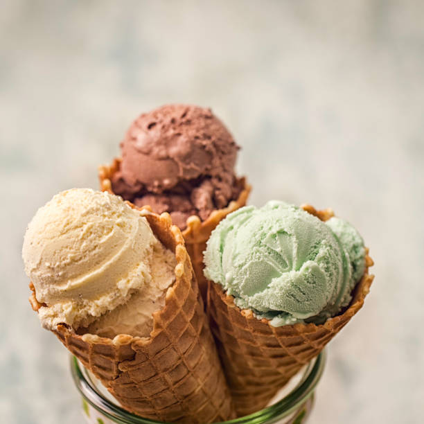 istock Vanilla, Chocolate and Pistachio Ice Cream 663910020