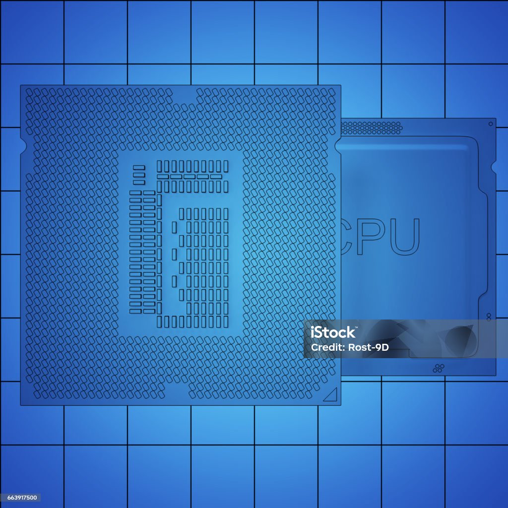 Engineer Working On Blue Print Concept Processor Unit Cpu 3d Rendering ...