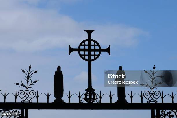 Church Of Visitation Fence Fragment Stock Photo - Download Image Now - Blue, Building Entrance, Christmas