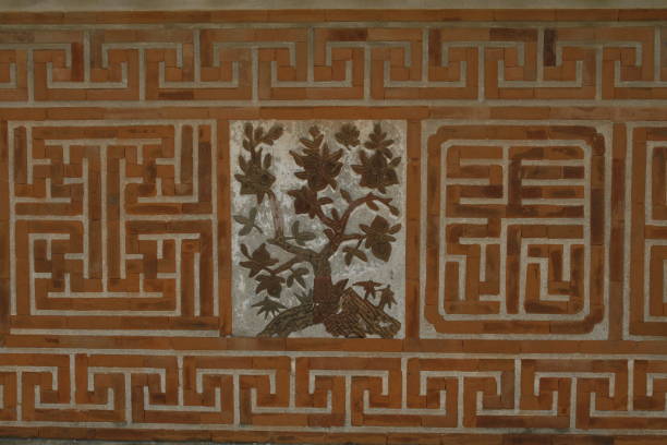 istock Decoration brick wall from ancient korea house 663925588