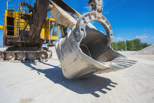 istock Career excavator for mining of limestone 663929350