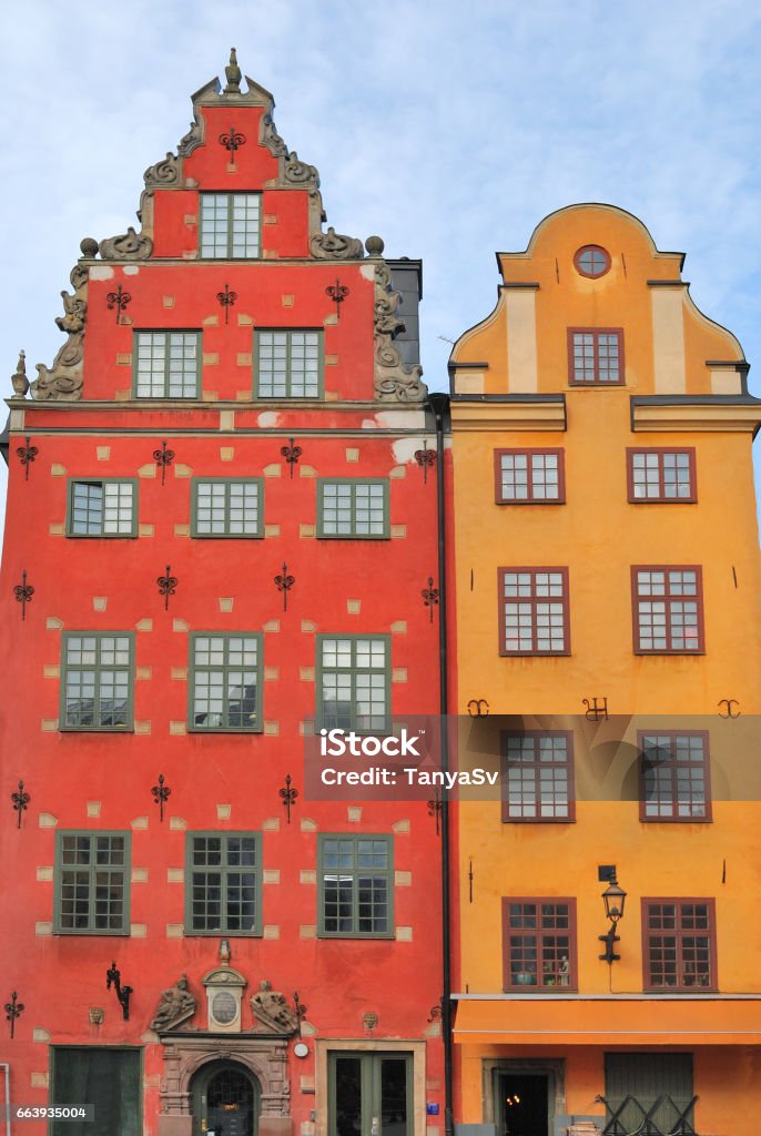 Old buildings in Stockholm Stockholm, Sweden. Very beautiful old buildings in the Old Town Springtime Stock Photo