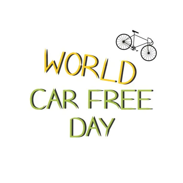 Vector illustration of city bicycle on a white background and the words international Car Free Day