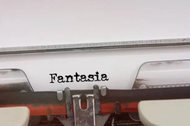 Fantasia word typed on a Vintage Typewriter.