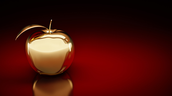 Gold apple. 3d rendering