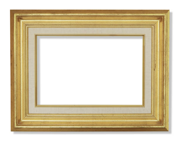 istock Old antique gold frame on the white background 663948104
