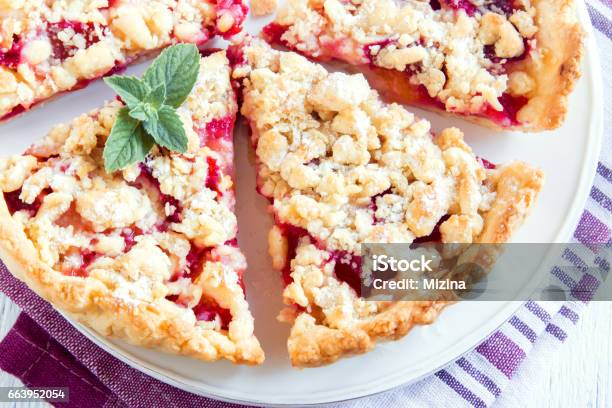Shortcrust Fruit Pie With Crumble Stock Photo - Download Image Now - American Culture, Backgrounds, Baked