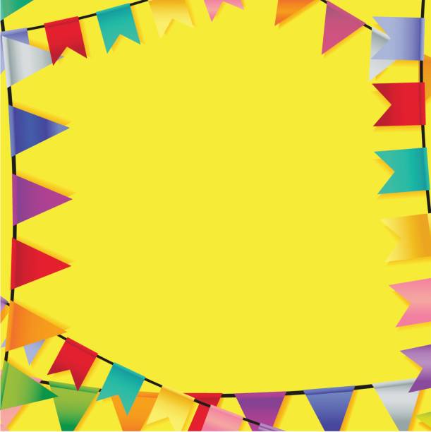 istock celebrate frame of festive flags on yellow background 663952422