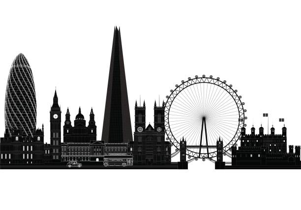 illustrazioni stock, clip art, cartoni animati e icone di tendenza di skyline della città di londra, silhouette, illustrazione vettoriale. isolato - london england big ben bridge england