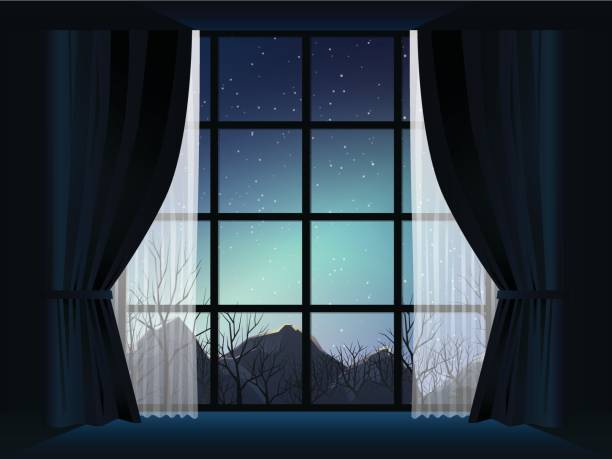 istock view of deep forest with mountain at night in room 663963416