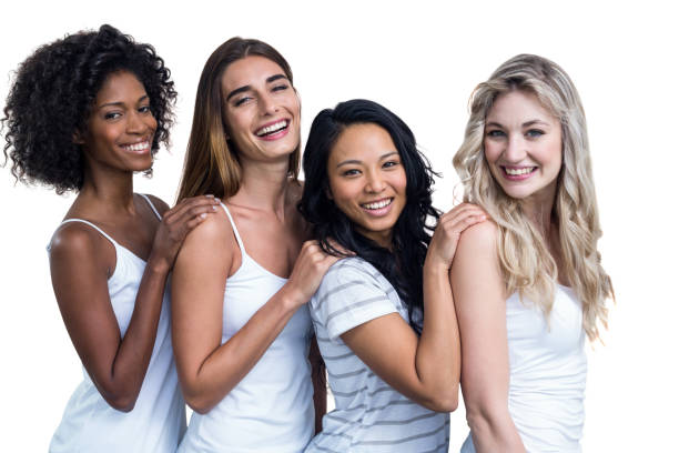 istock Multiethnic women standing in a line 663963628