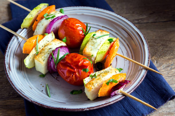 istock Halloumi cheese and vegetables grilled skewers 663966258
