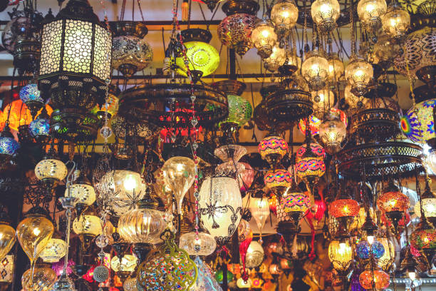 Mosaic Turkish laterns in Grand Bazaar, Istanbul, Turkey.
