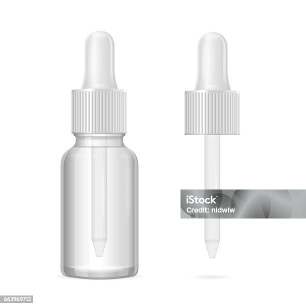 Realistic Template Blank Bottle And Dropper Medicine Vector Stock Illustration - Download Image Now