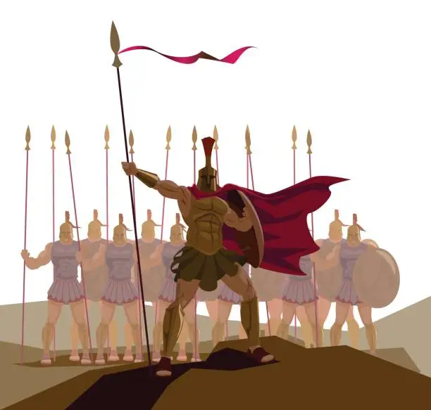 Vector illustration of Detachment of Roman legionaries. Vector illustration