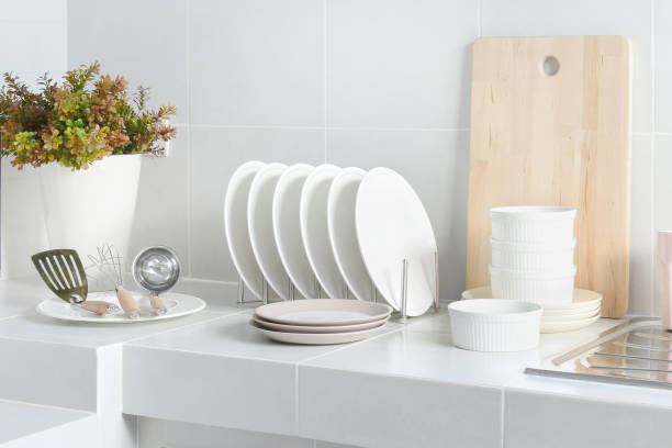 istock white clean counter in kitchen with utensil at home 663970814
