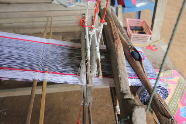 istock old weaving Loom and thread of yarn. 663974104