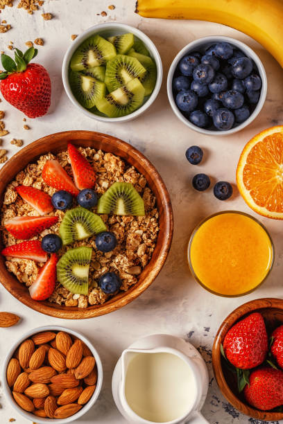 istock Healthy breakfast - bowl of muesli 663974562