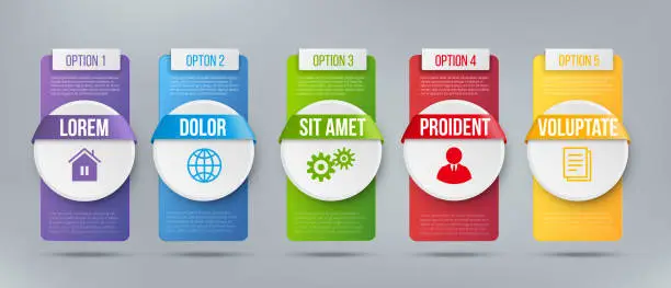 Vector illustration of Business infographics cards or labels icons