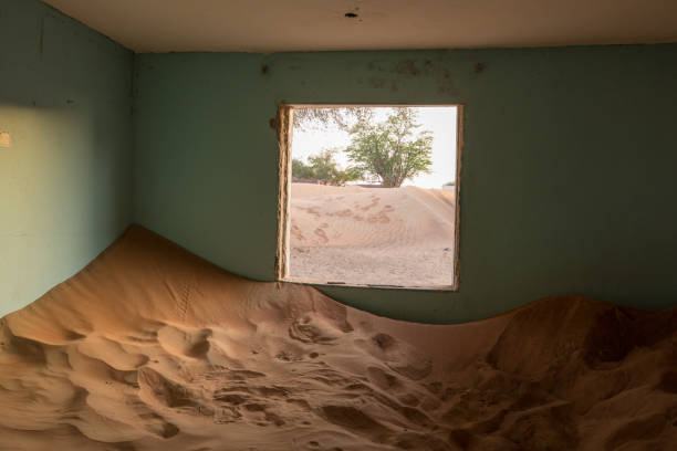 istock Abandoned ghost village in Arabian desert. 663984430