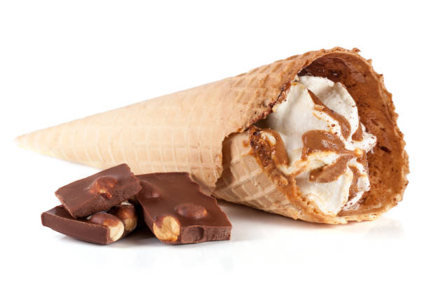 istock two cones of ice creams with chocolate bar isolated white background 663984724