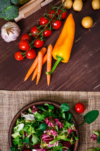 istock Endive, lamb and rose salad. Vegetables. 663985104